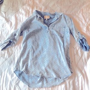 Skies Are Blue Light Blue Polka Dot Blouse